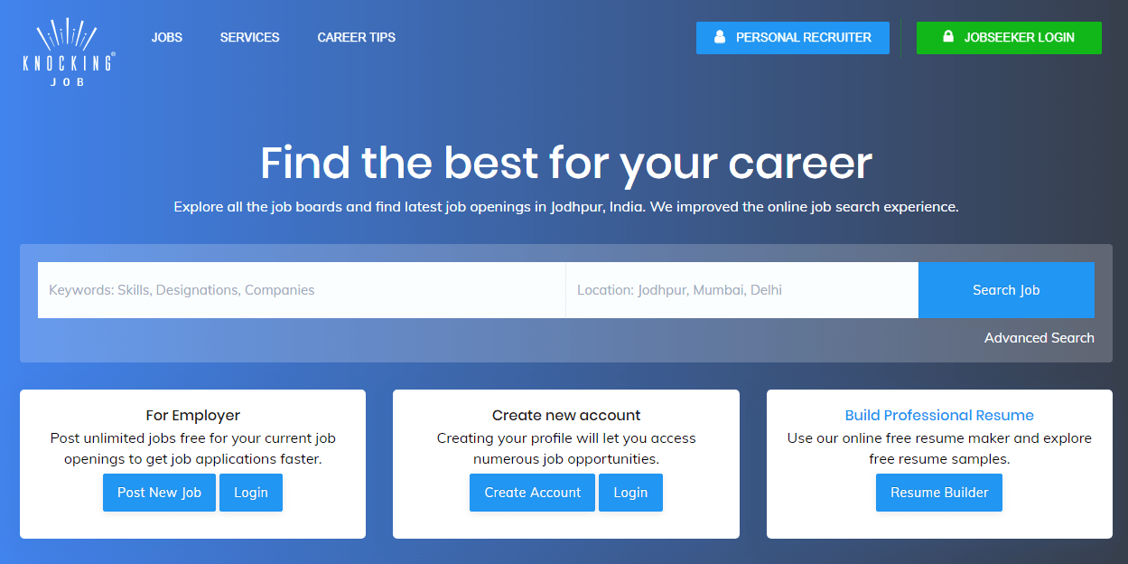 KnockingJob: Online Job Search, Employment, Free Resume Maker