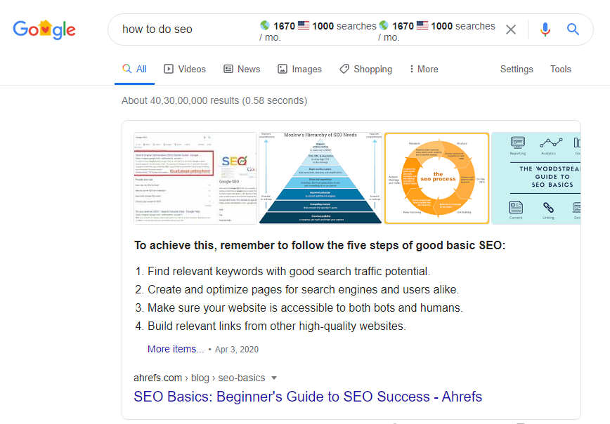 List Featured Snippet Example